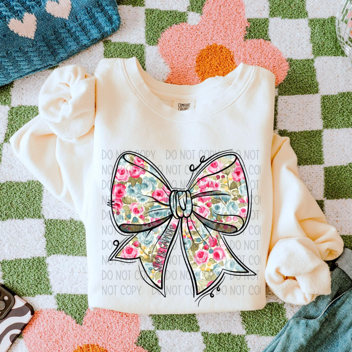 She is capable floral bow (SWD) 91061 DTF transfer