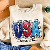 USA glittery with dotted background 27905 DTF transfer