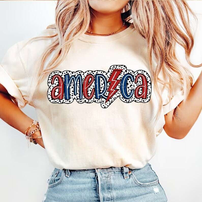 America across with dotted background 27906 DTF transfer