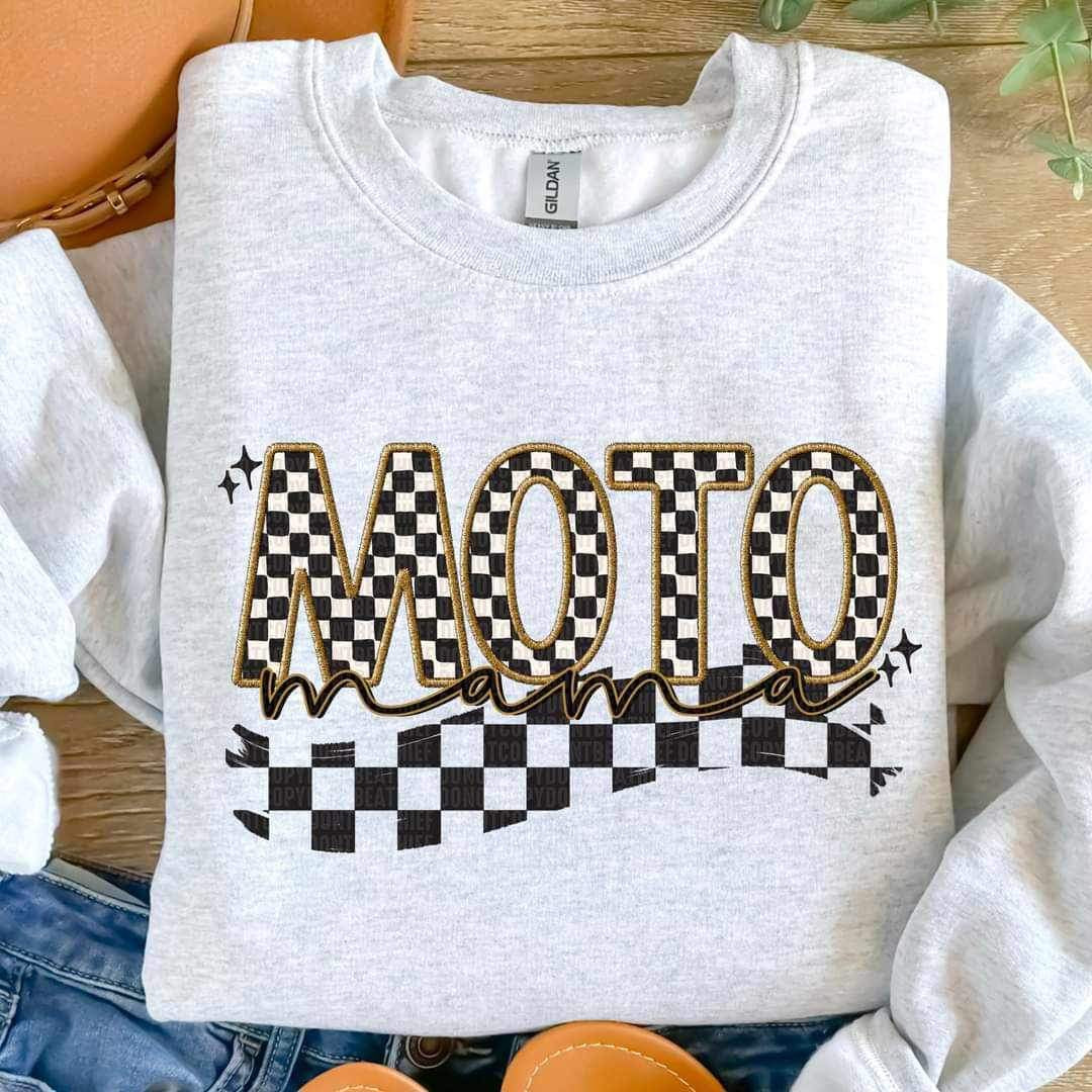 Motto mama gold outline checkered filled (SDD) 19612 DTF Transfer