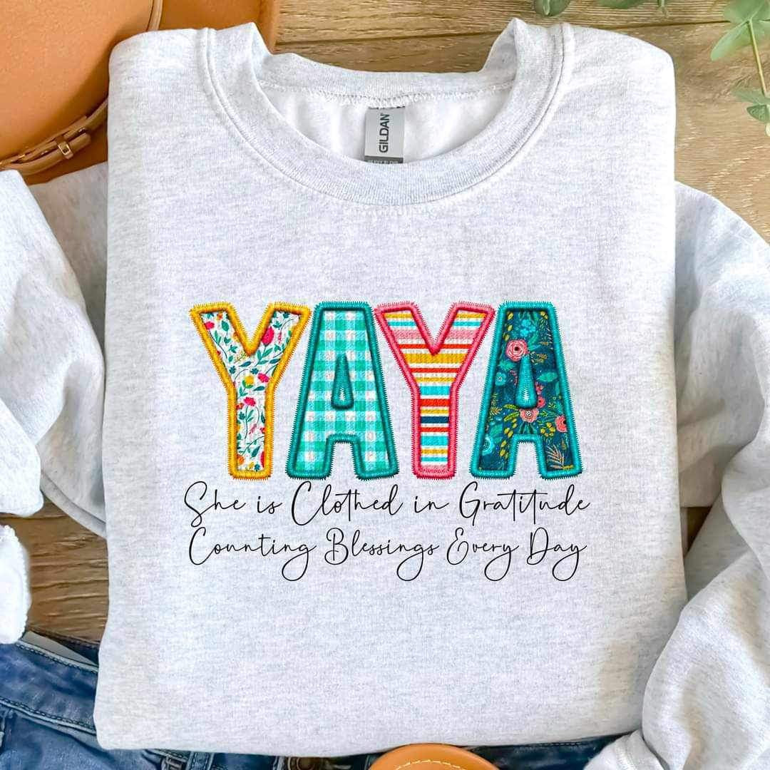 Yaya she is clothed patterned faux embroidery (SDD) 19576 DTF Transfer