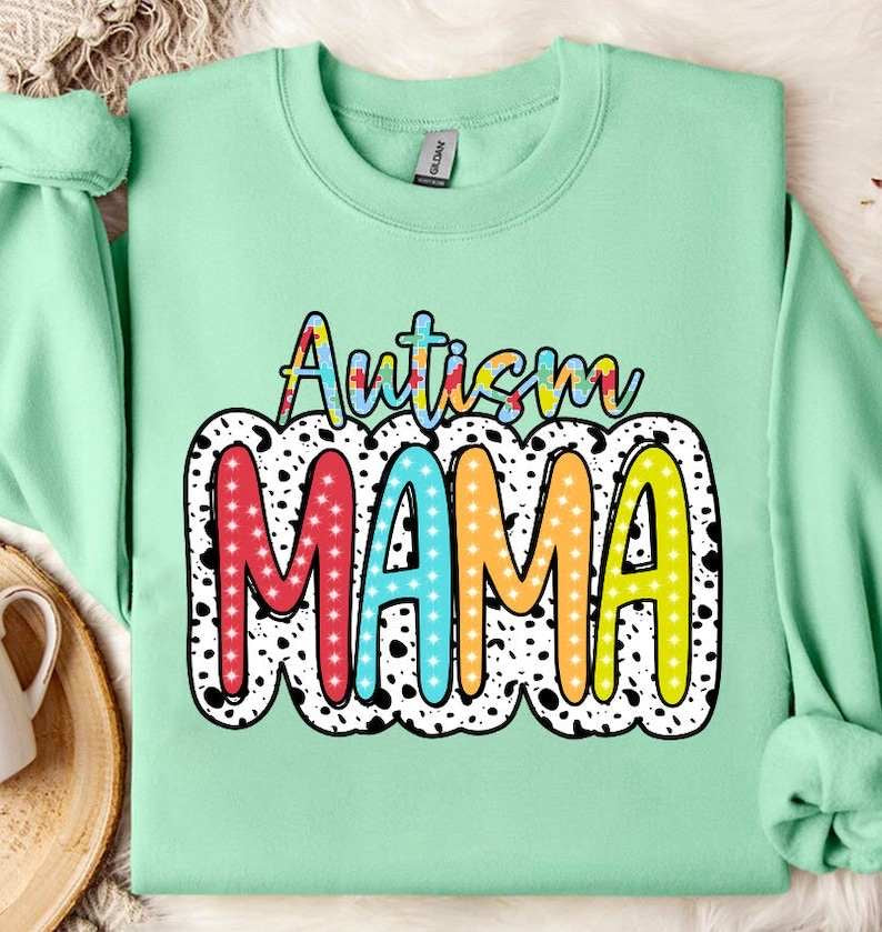 Autism mama dotted background 27870 DTF transfer
