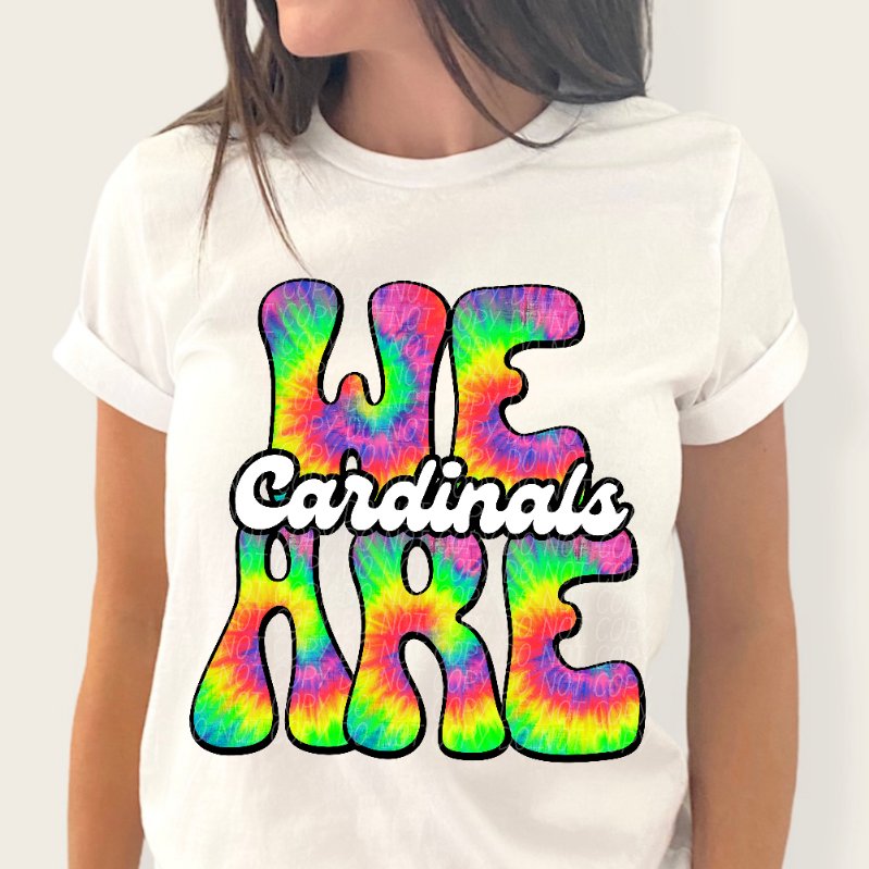 We are cardinals tie dye (CITY) 39213 DTF transfer