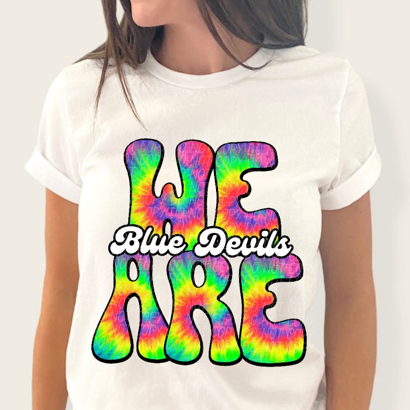 We are blue devils tie dye (CITY) 39210 DTF transfer