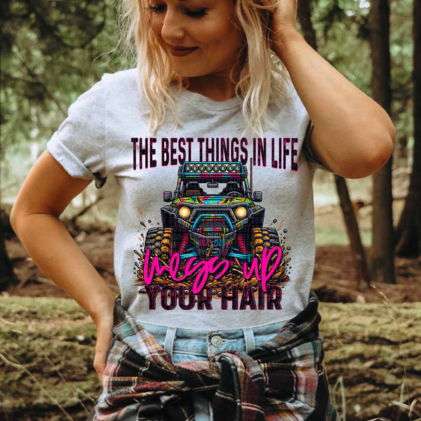 The best things in life mess up your hair razor pink font 27920 DTF transfer