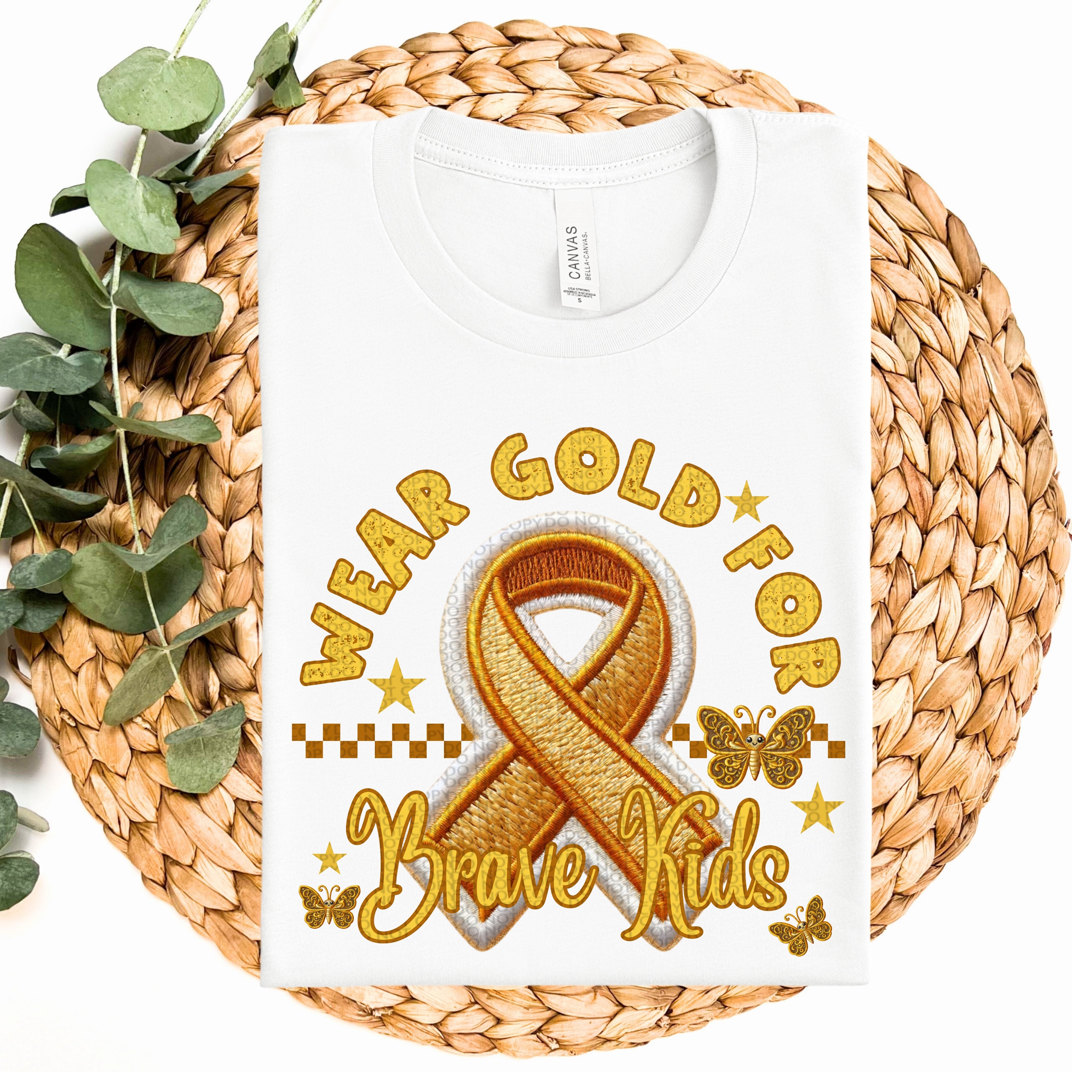 Wear gold for brave kids yellow embroidery ribbon DTF TRANSFER – Mud ...