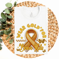 Wear gold for brave kids yellow embroidery ribbon DTF TRANSFER