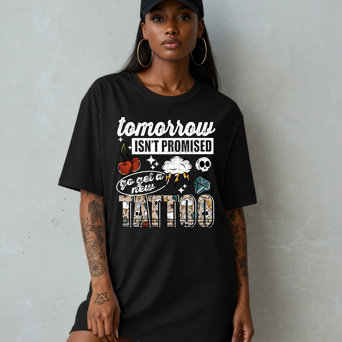 Go get a new tattoo white words CSC DTF Transfer