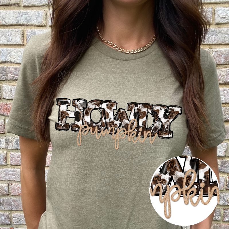 Howdy pumpkin brown cow filled (CITY) 39255 DTF transfer