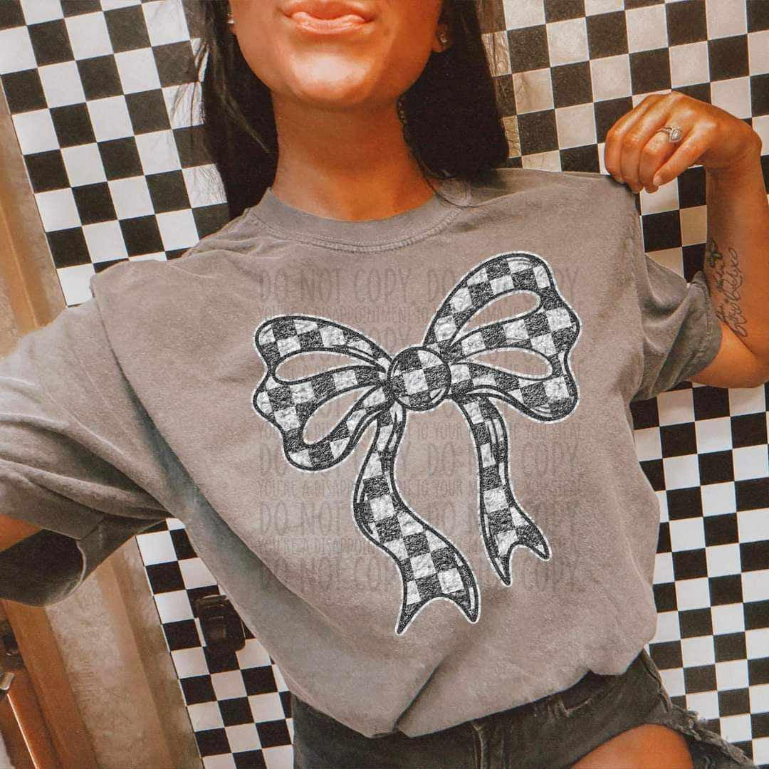 Checkered bow (MMD) 27931 DTF transfer