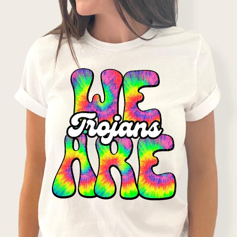 We are trojans tie dye (CITY) 39165 DTF transfer