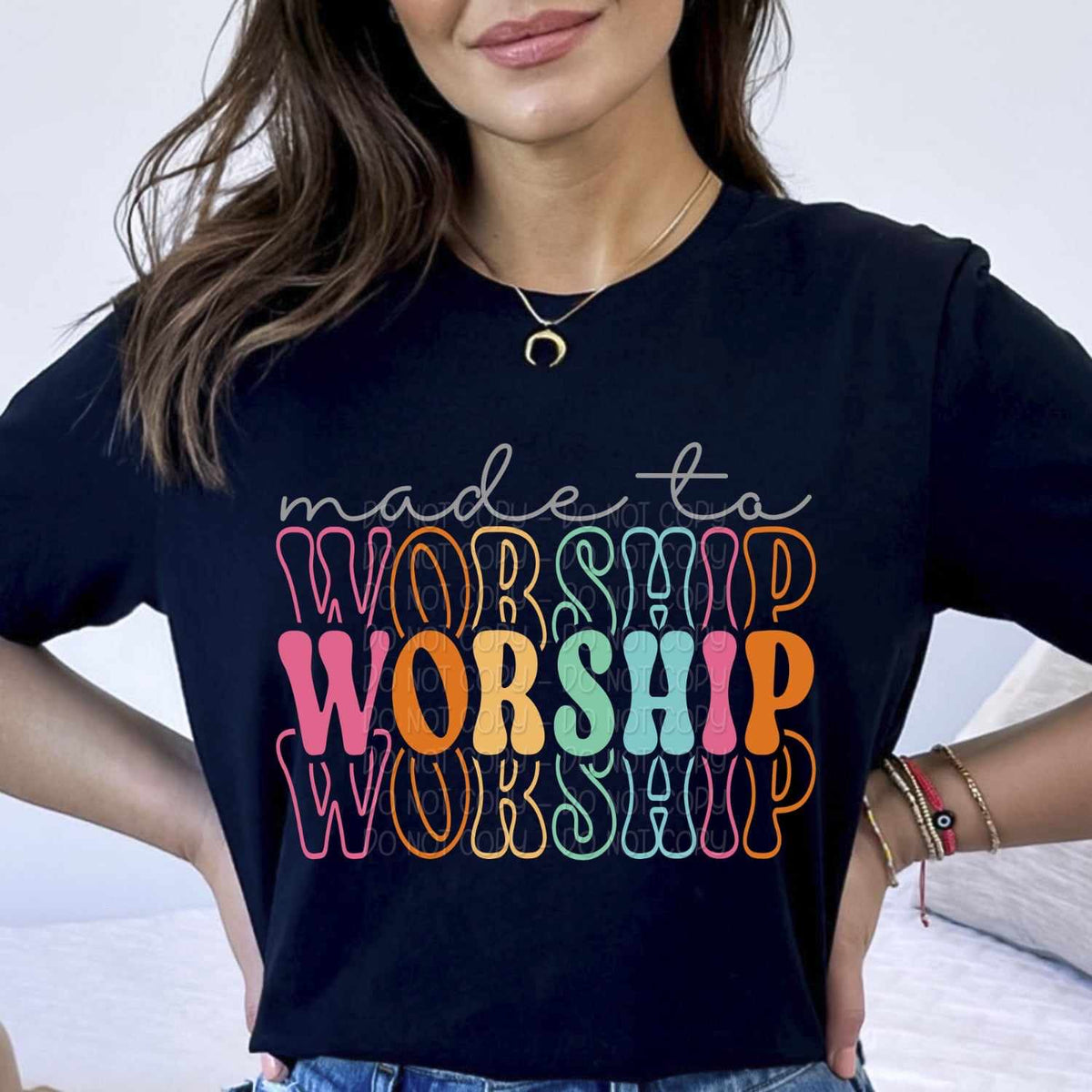 Made to worship colorful stacked 27955 DTF transfer