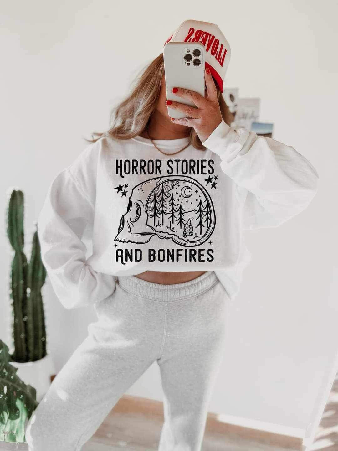 Horror stories and bonfires skull BLACK (LYTTLE) 19708 DTF Transfer