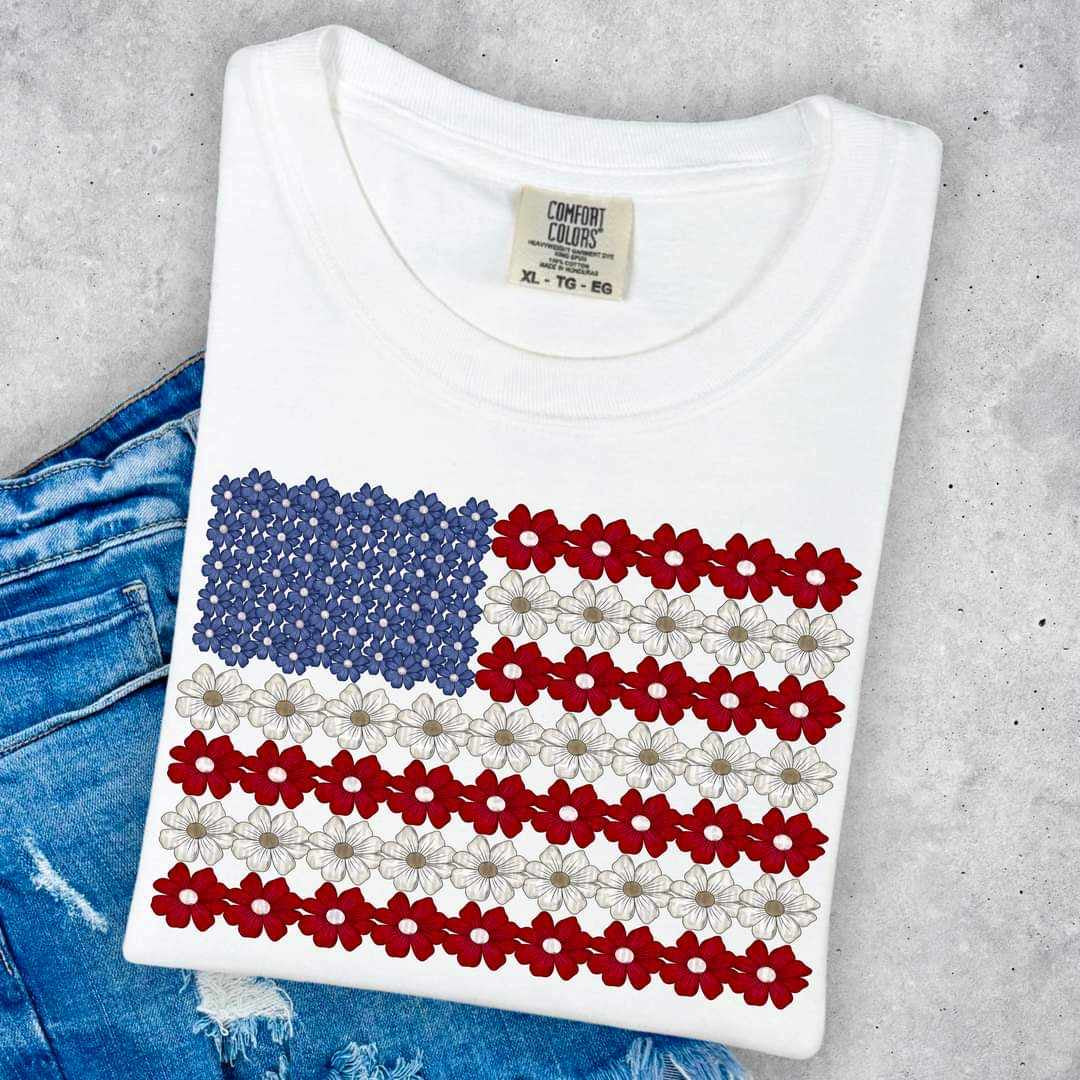 Floral american flag 27978 DTF transfer