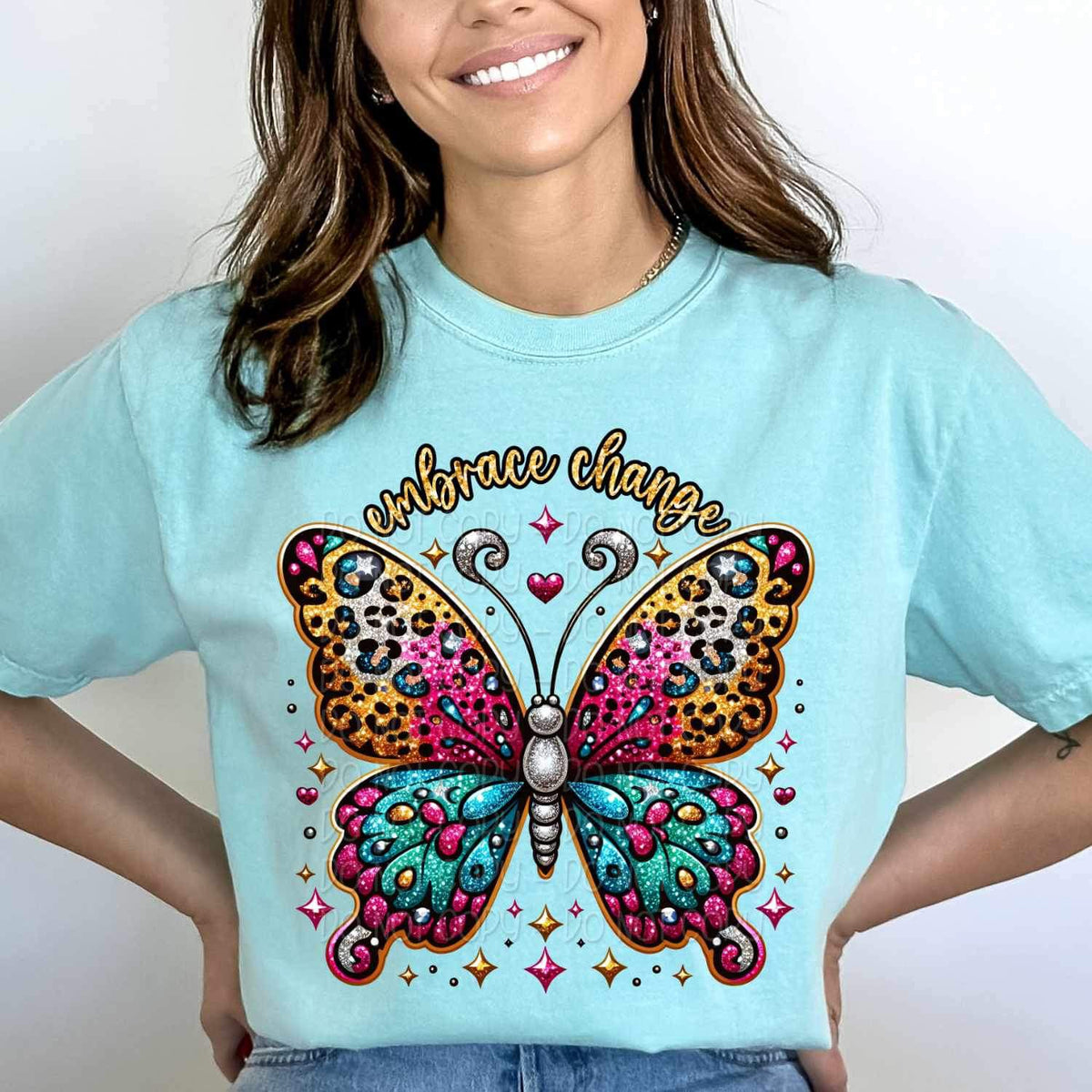 Embrace change colorful leopard butterfly 19730 DTF Transfer