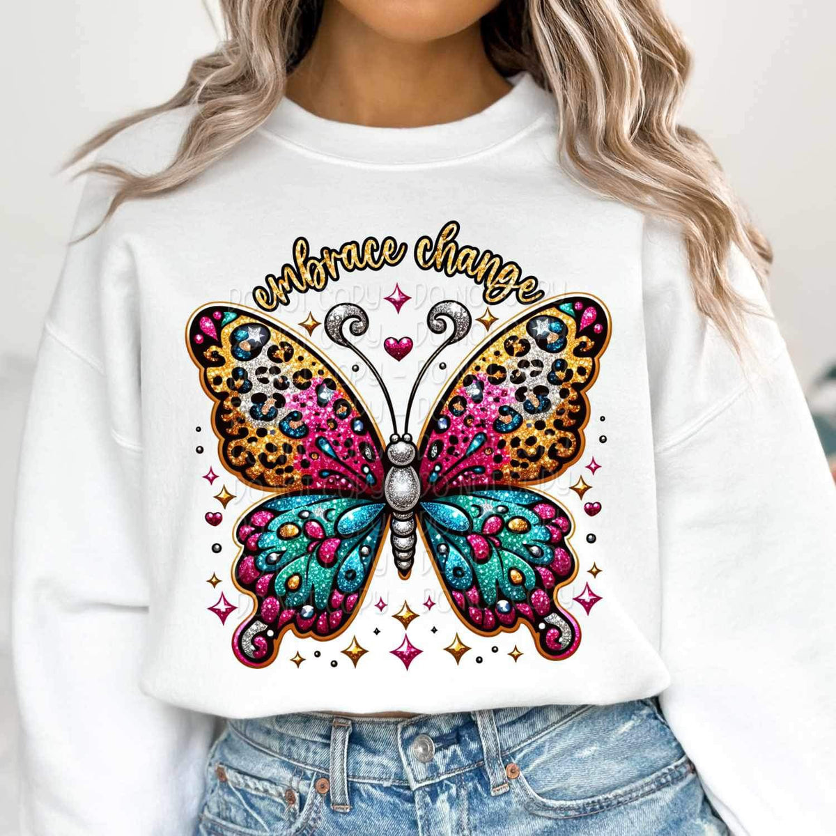 Embrace change colorful leopard butterfly 19730 DTF Transfer