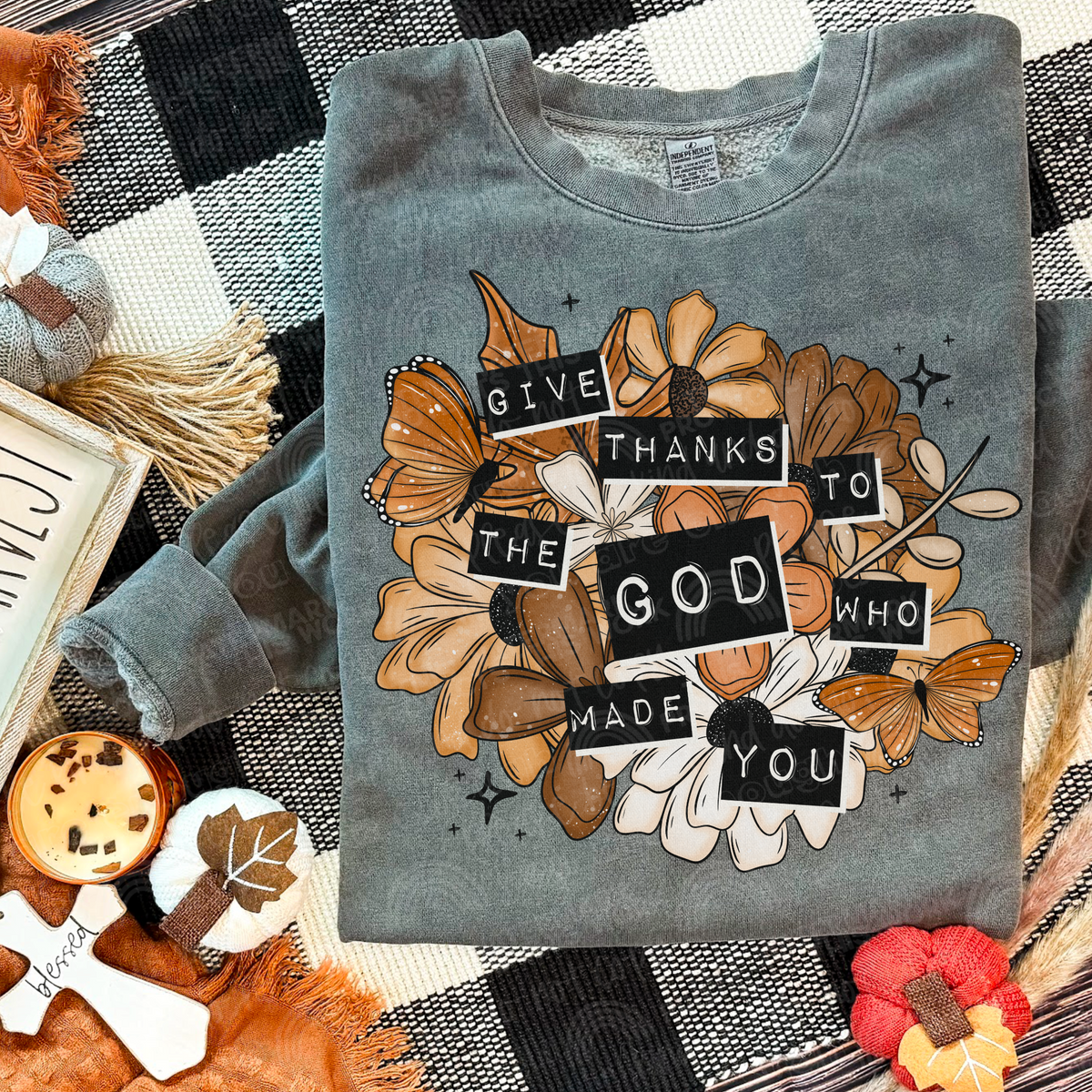 Give Thanks to God florals sunday special DTF transfer