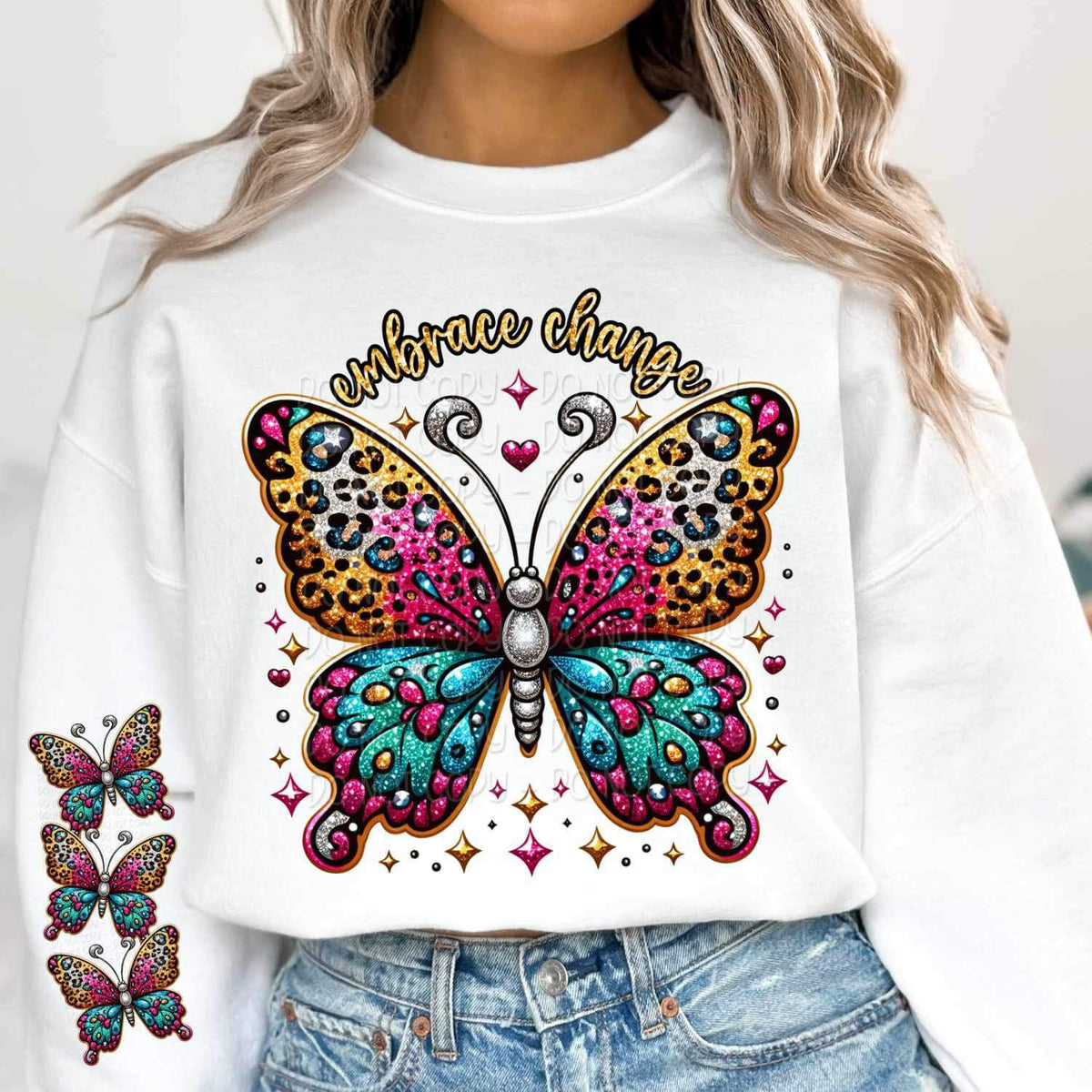 colorful leopard butterfly SLEEVE 19731 DTF Transfer