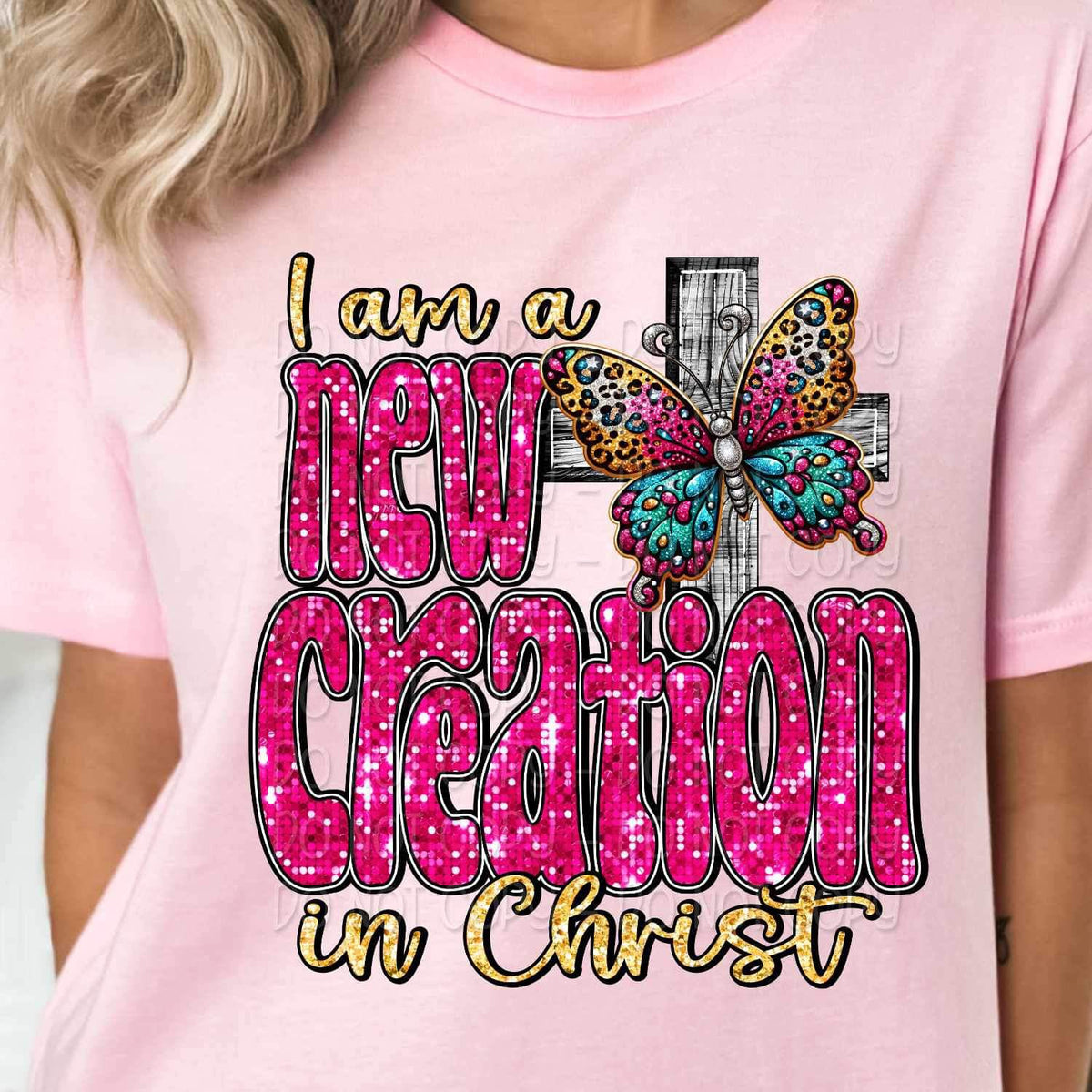 I am a new creation in christ butterfly on cross 19728 DTF Transfer