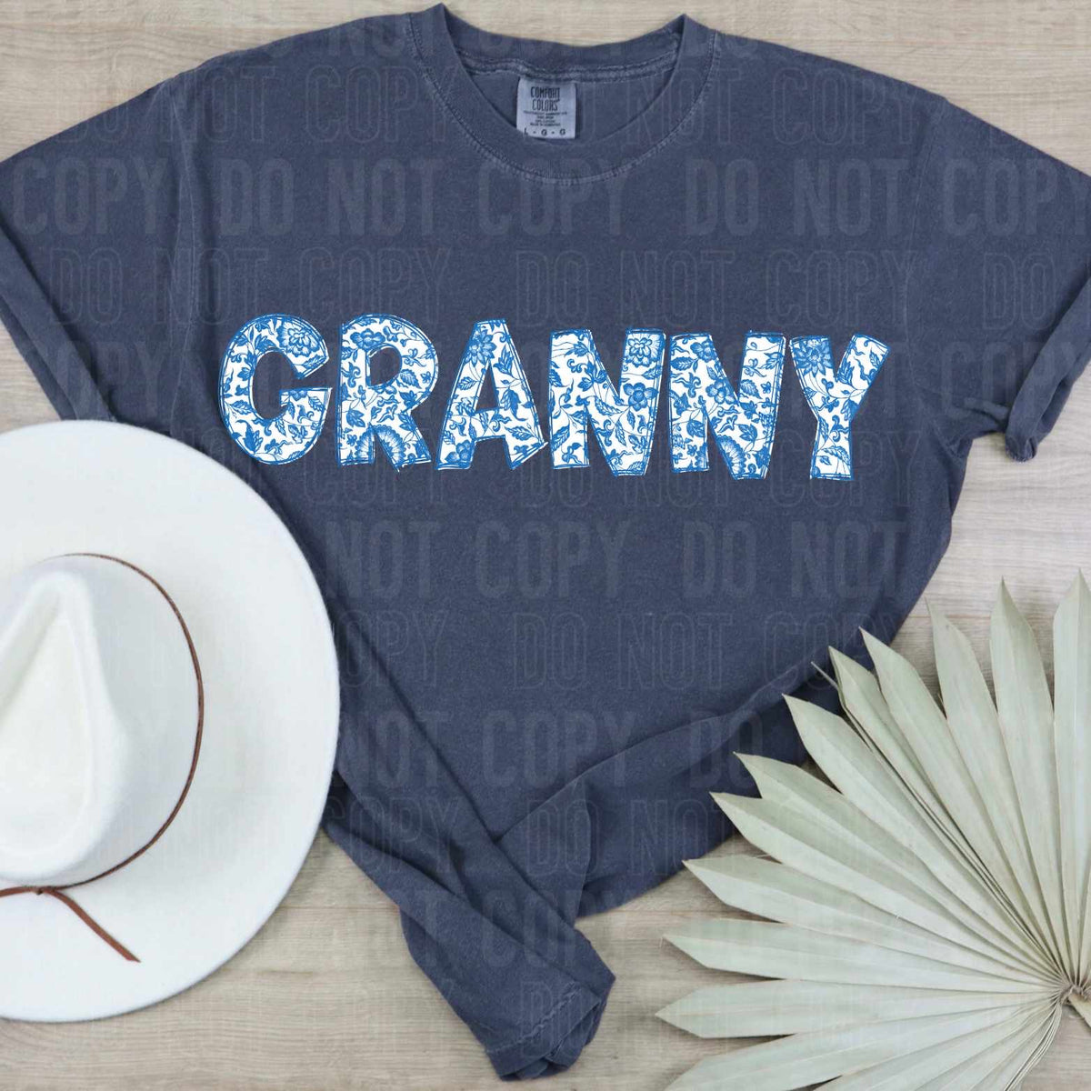 Granny blue floral filled (SBB) 29005 DTF transfer
