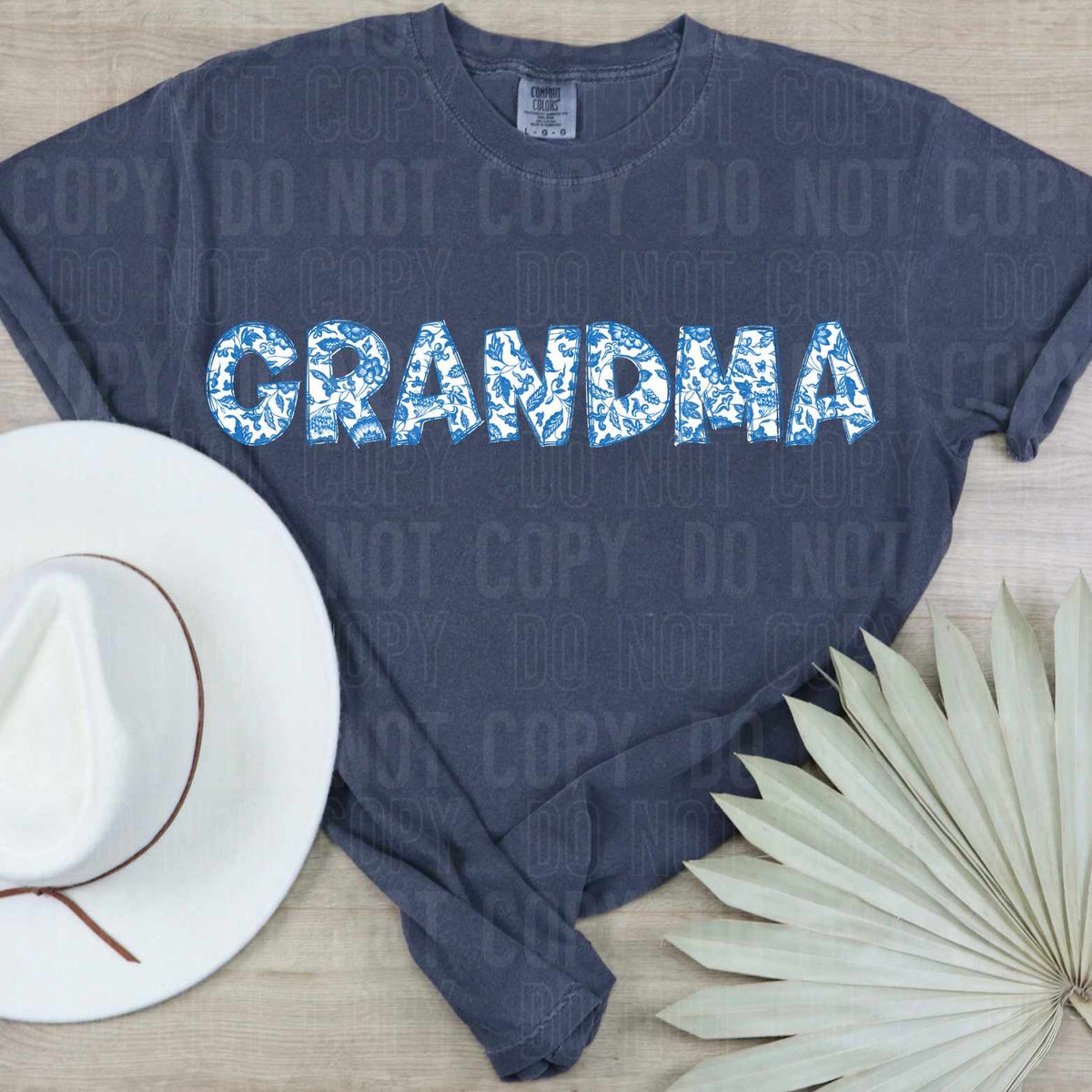 Grandma blue floral filled (SBB) 29003 DTF transfer