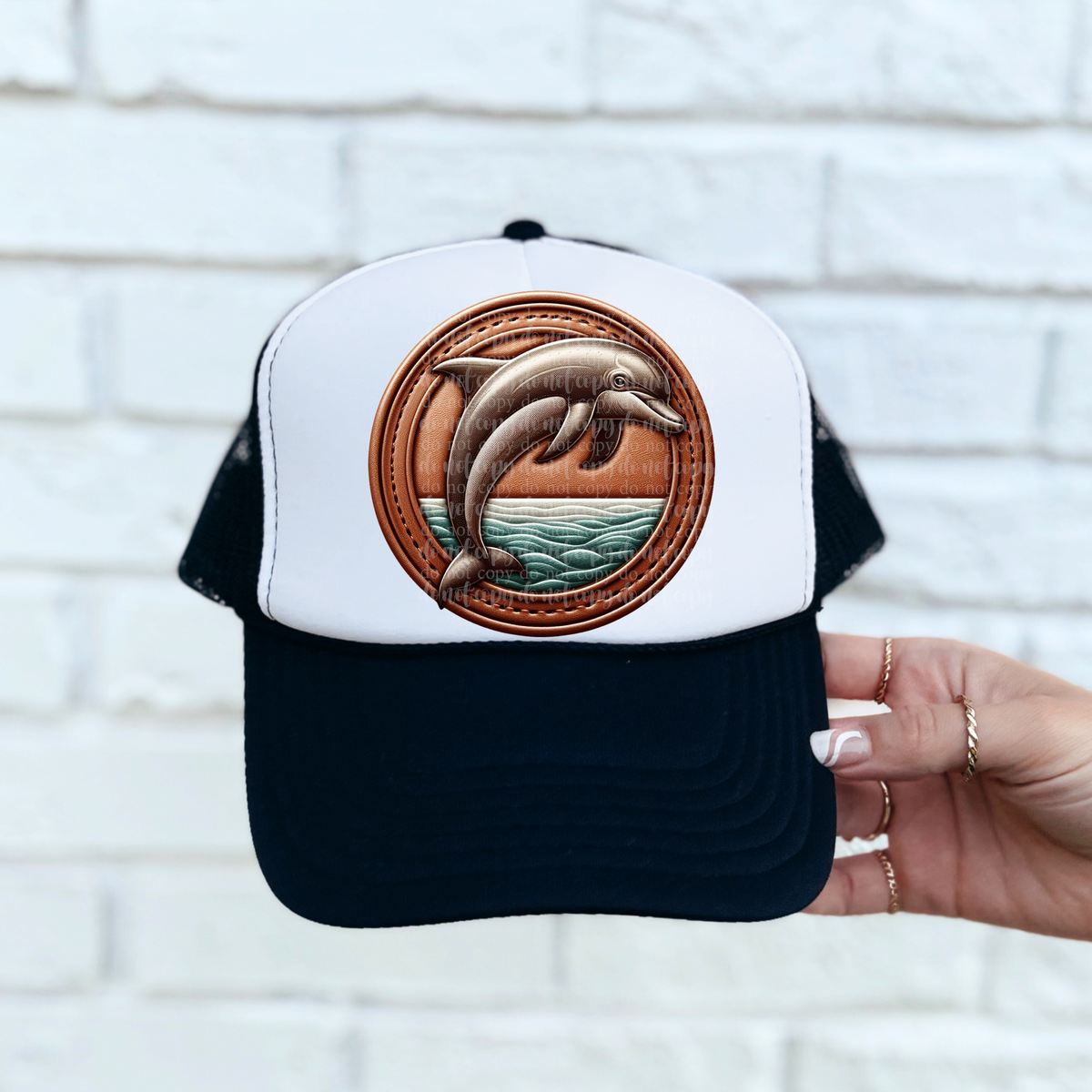 Dolphins circle hat patch (TDD) 39314 DTF transfer