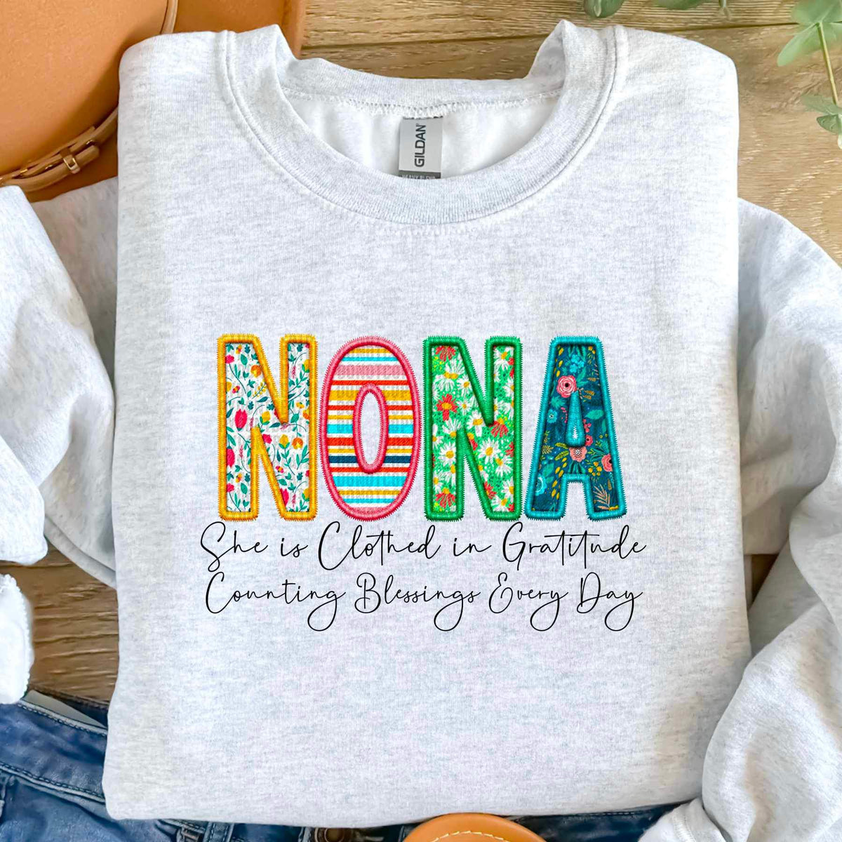Nona she is clothed patterned faux embroidery (SDD) 19745 DTF Transfer