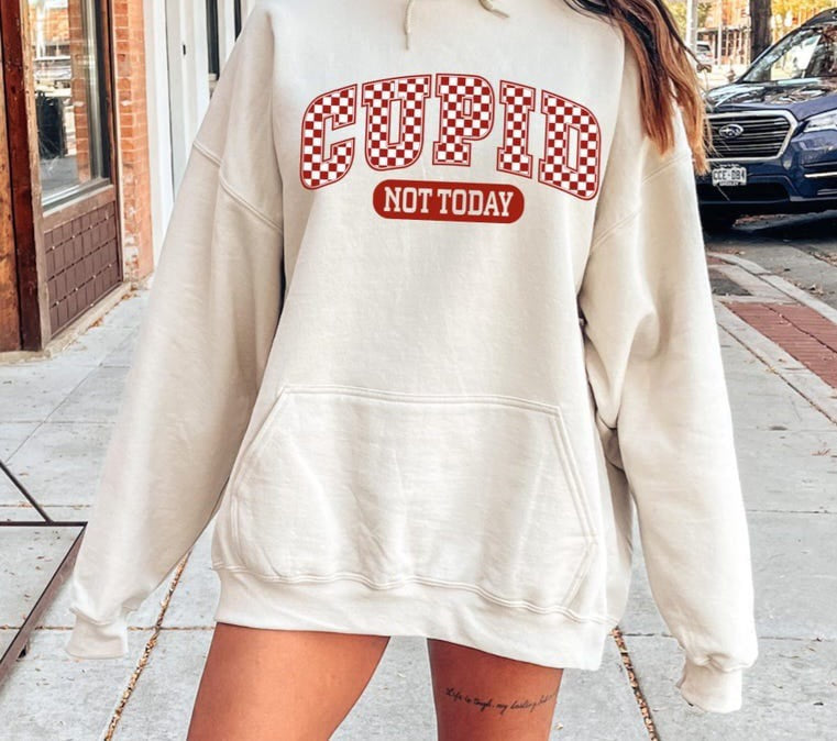 Cupid not today red checkered 75879 DTF transfer