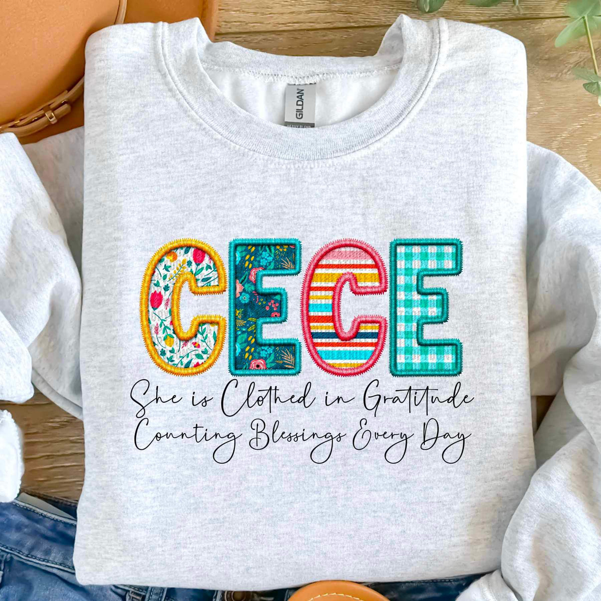Cece she is clothed patterned faux embroidery (SDD) 19744 DTF Transfer