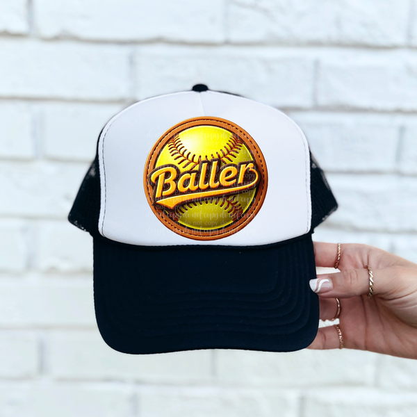 Baller softball leather hat patch (TDD) 39517 DTF transfer