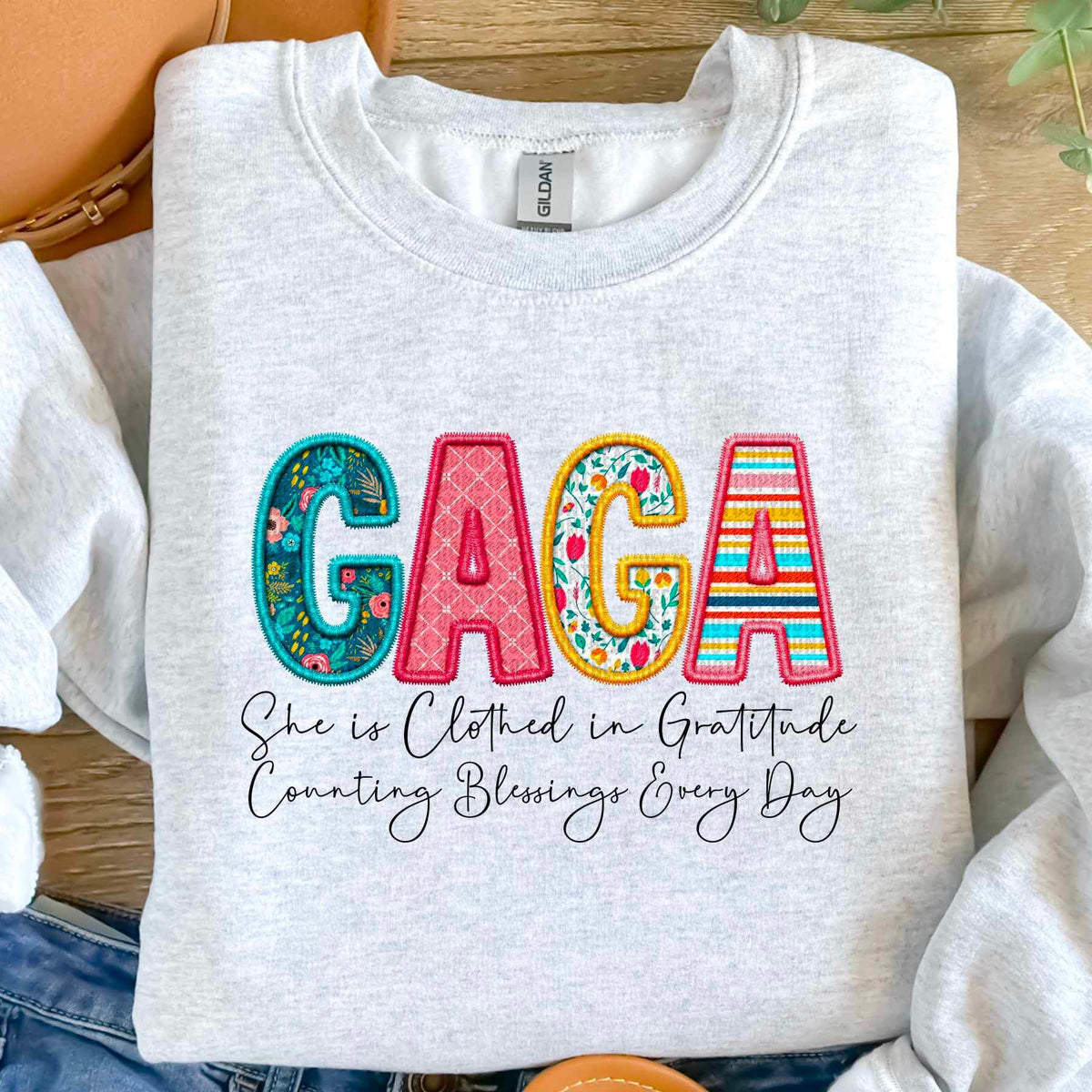 Gaga she is clothed patterned faux embroidery (SDD) 19741 DTF Transfer