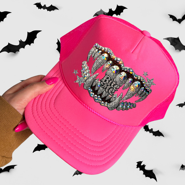 Sequin bite me vampire mouth HW DTF transfer