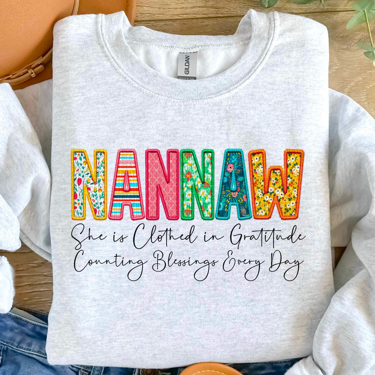 Nannaw she is clothed patterned faux embroidery (SDD) 19738 DTF Transfer
