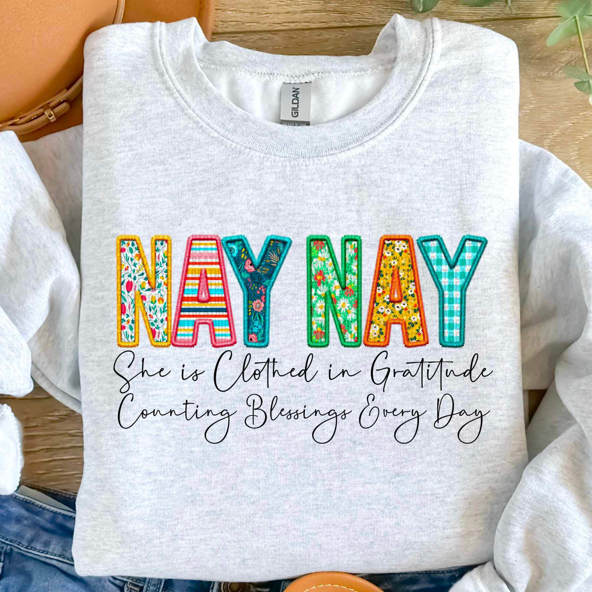 Nay nay she is clothed patterned faux embroidery (SDD) 19736 DTF Transfer