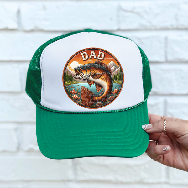 Dad fish leather hat patch (TDD) 39514 DTF transfer