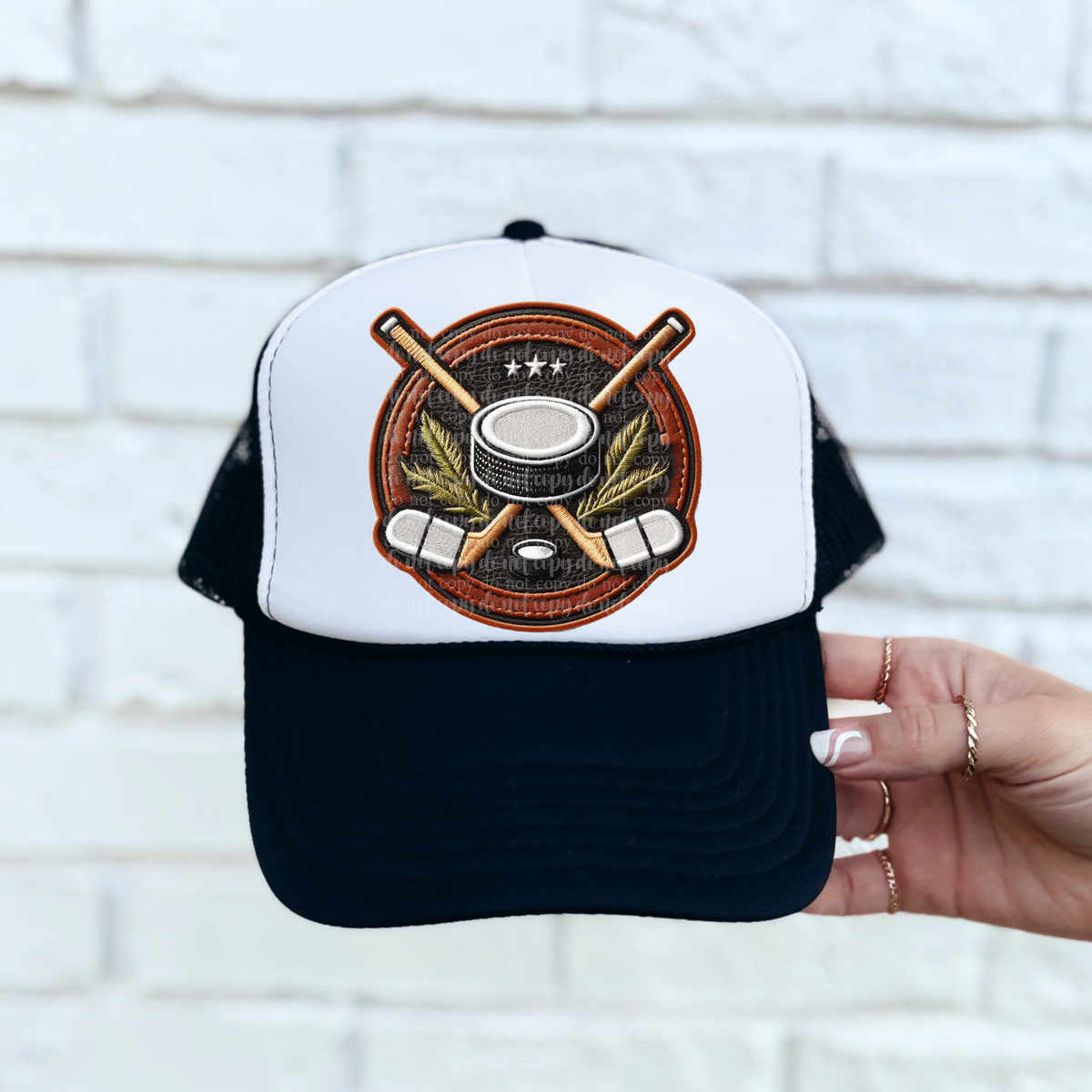 Hockey leather hat patch (TDD) 39513 DTF transfer