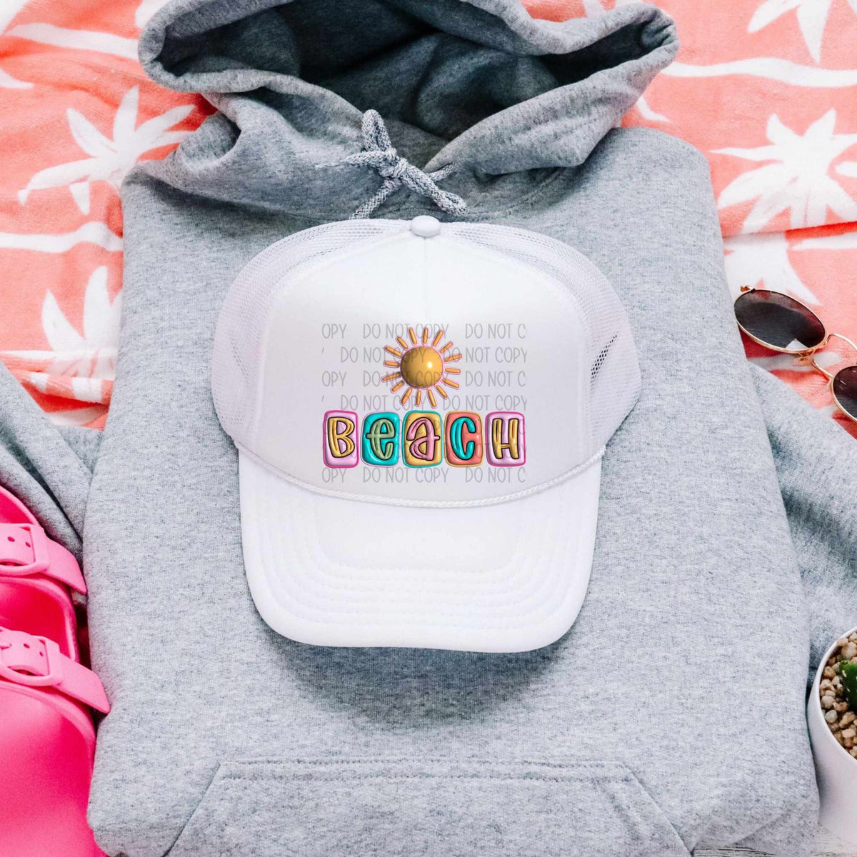 Beach colorful block font SUN 29013 DTF transfer