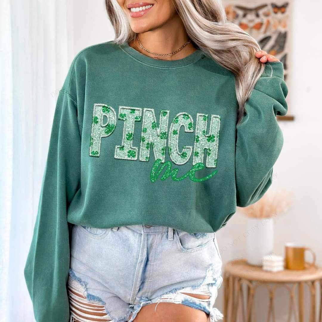 Pinch me embroidered with clover fill 19764 DTF Transfer