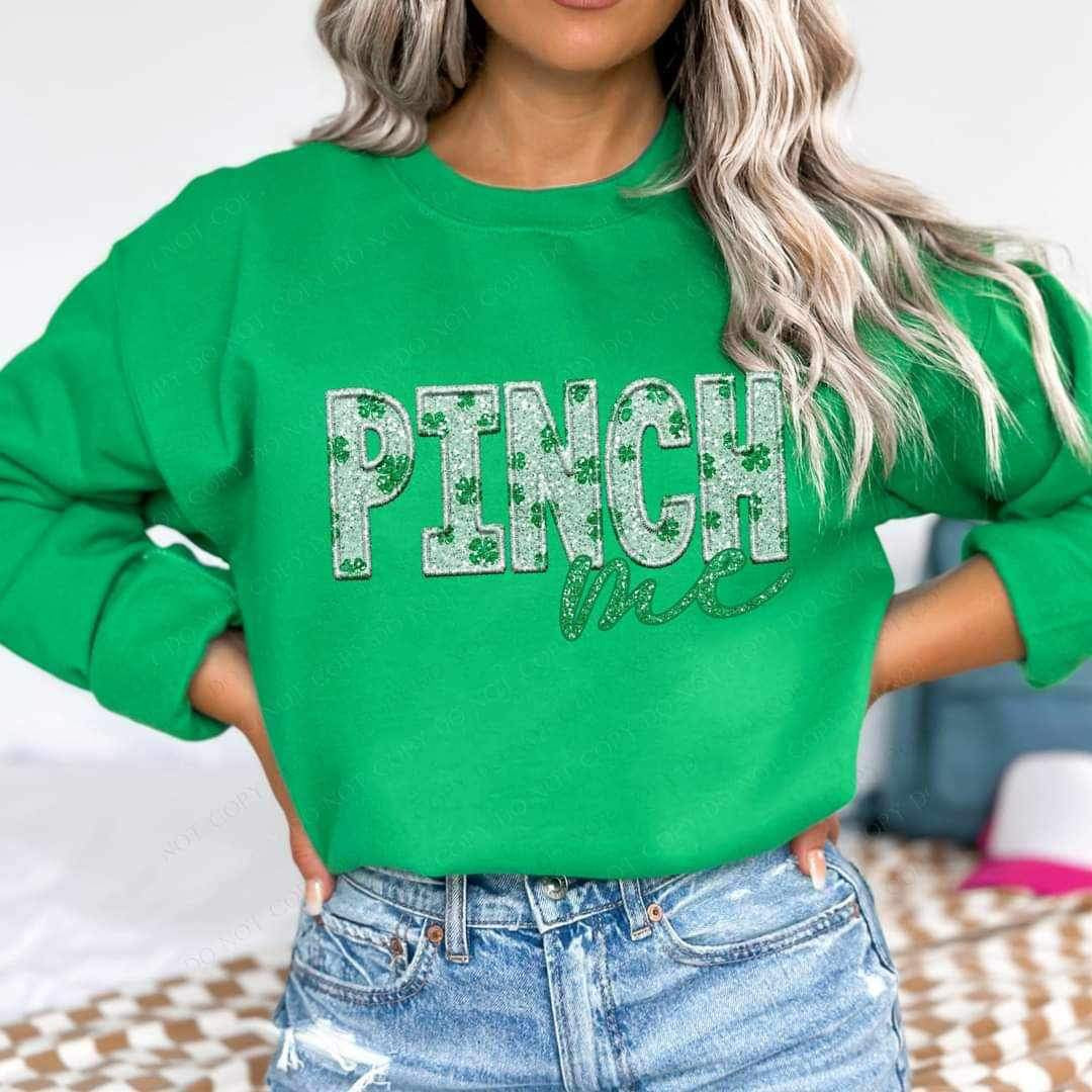 Pinch me embroidered with clover fill 19764 DTF Transfer