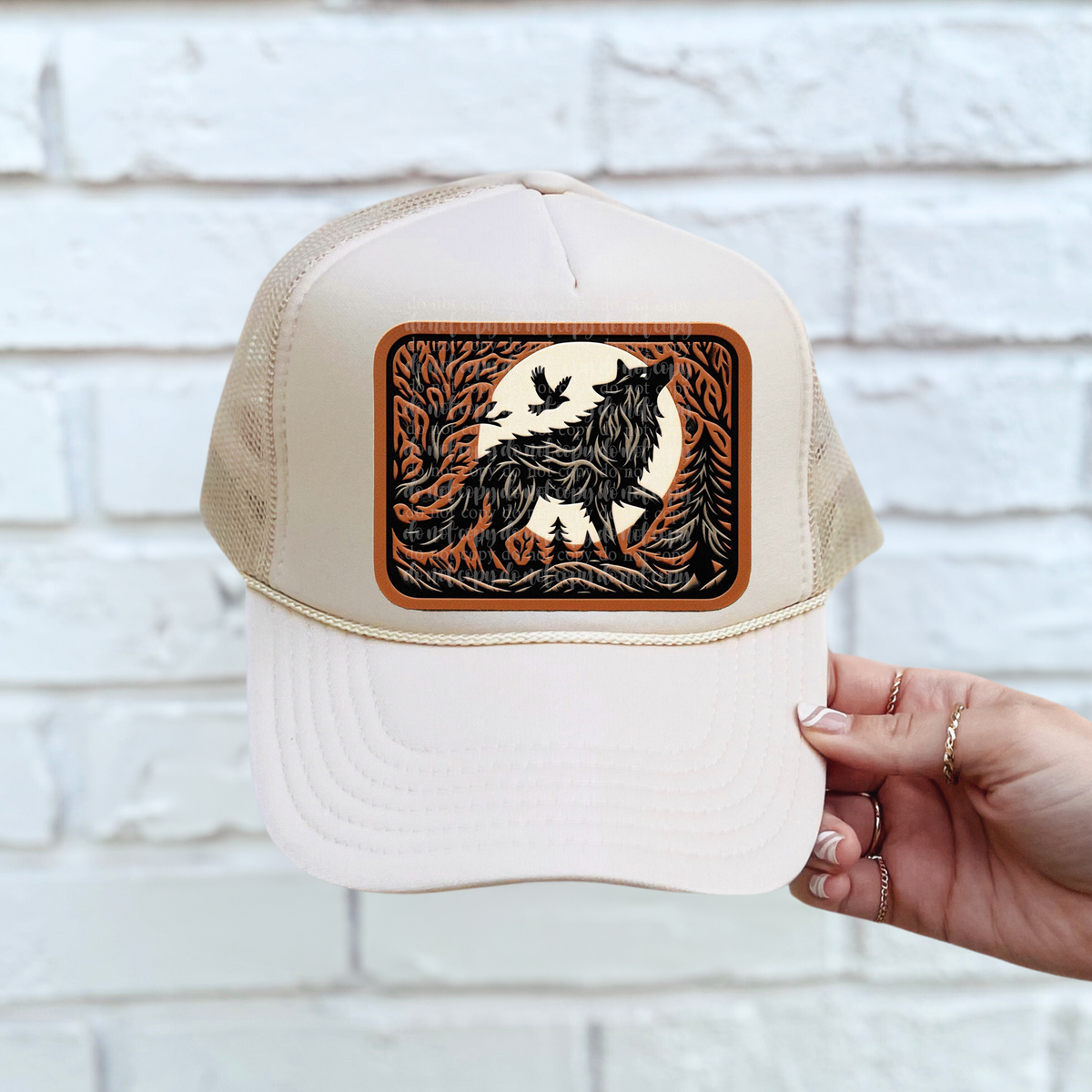 Wolf leather hat patch (TDD) 39306 DTF transfer