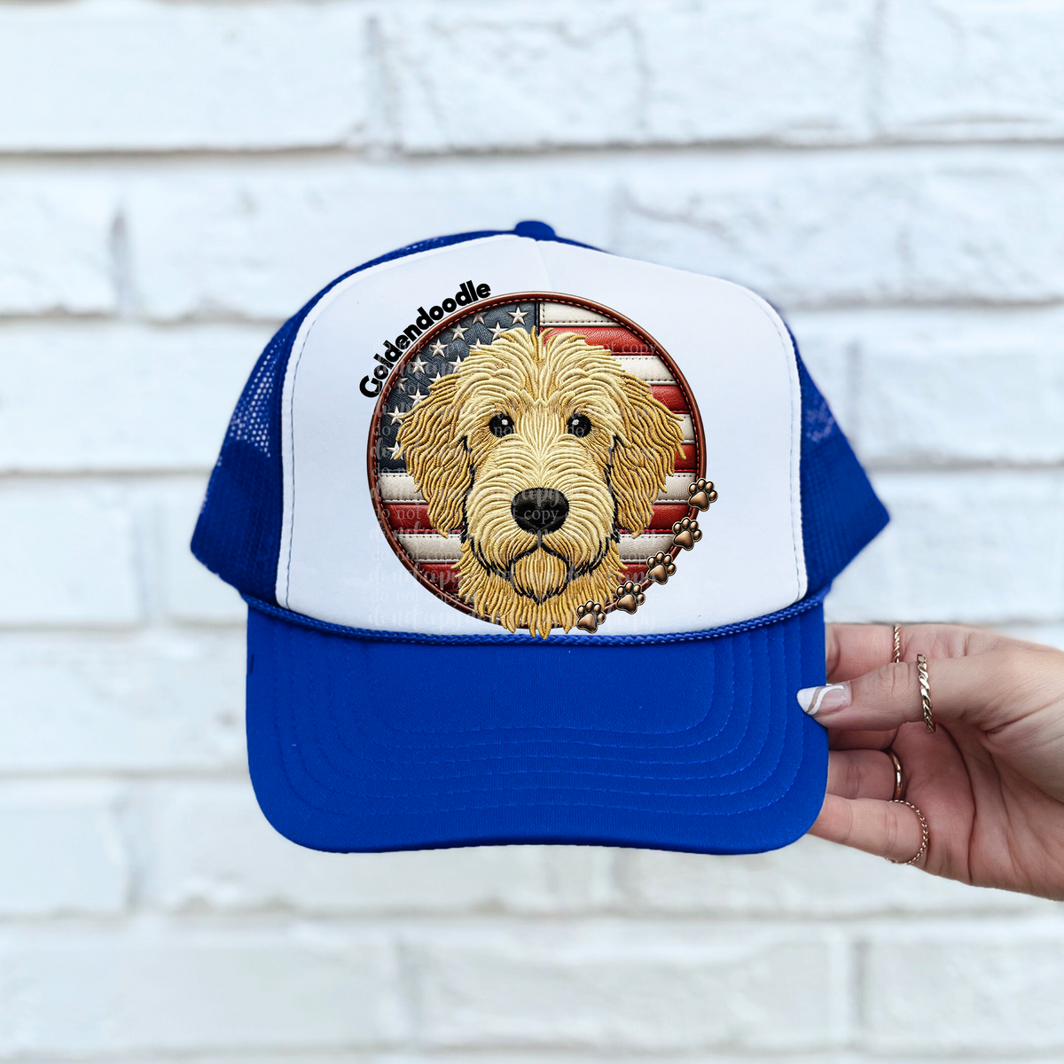 Golden doodle patriotic hat patch (TDD) 39305 DTF transfer