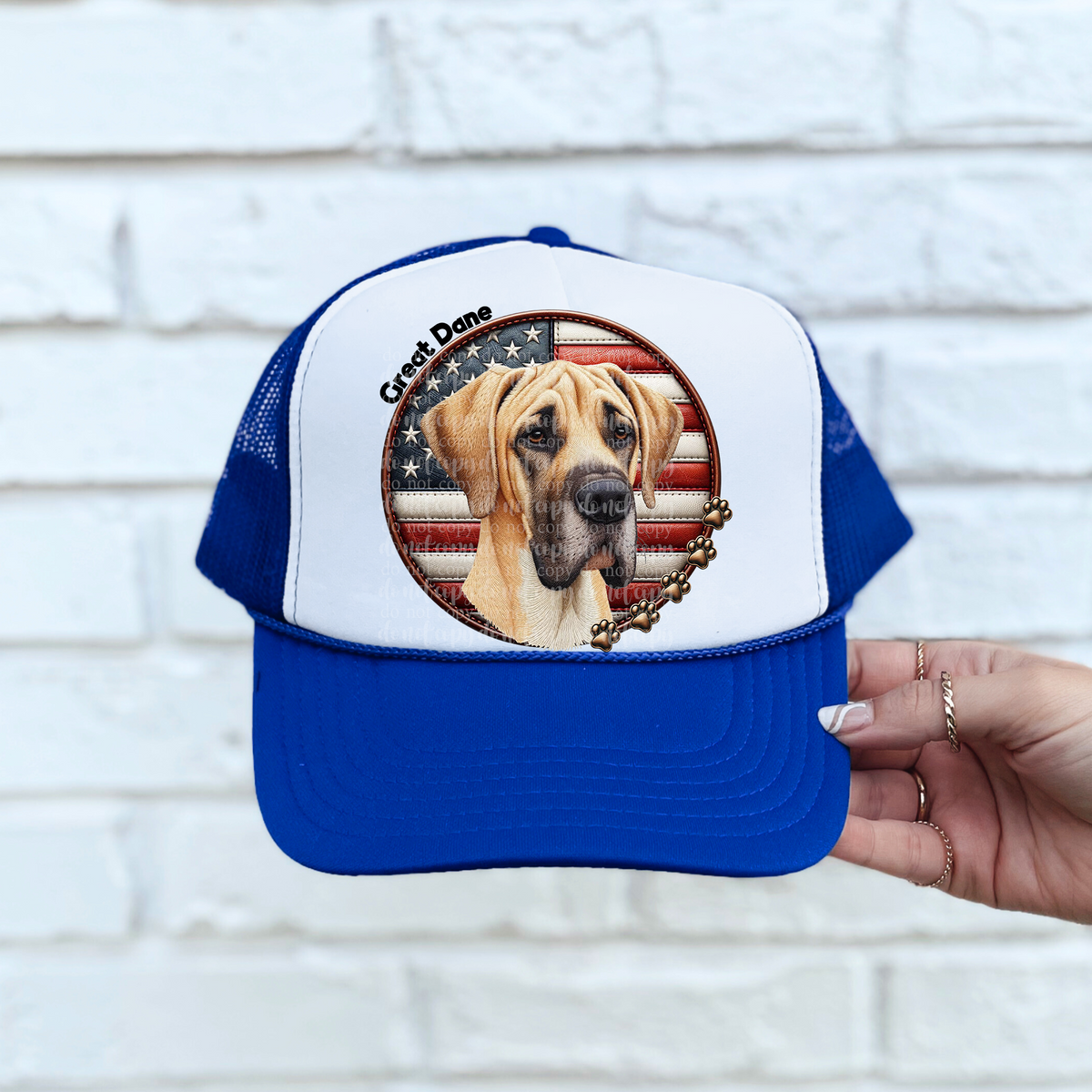 Great dane patriotic hat patch (TDD) 39304 DTF transfer