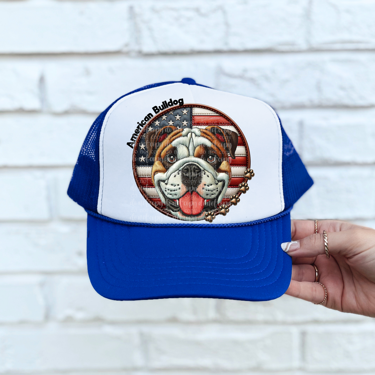 American bulldog patriotic hat patch (TDD) 39302 DTF transfer
