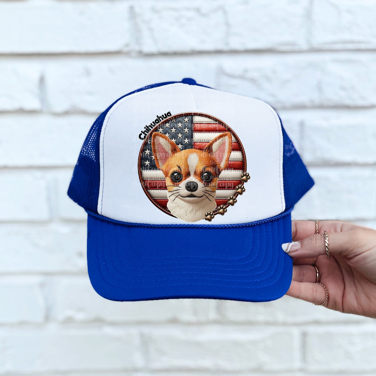 Chihuahua patriotic hat patch (TDD) 39301 DTF transfer