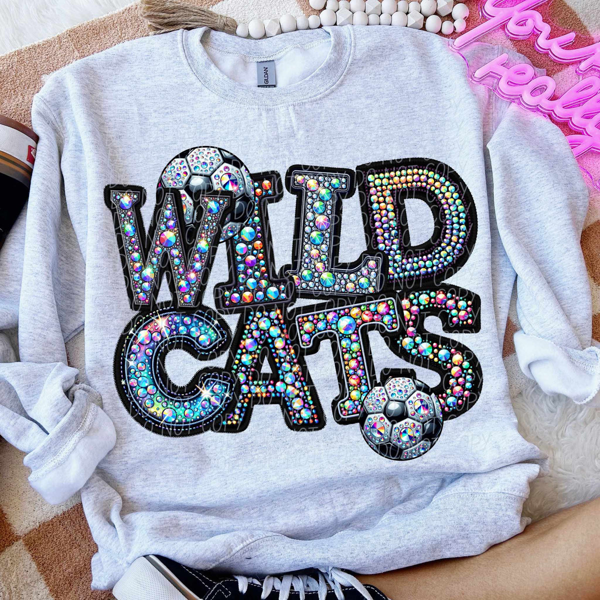 Wildcats rhinestone soccer (CITY) 77171 DTF transfer
