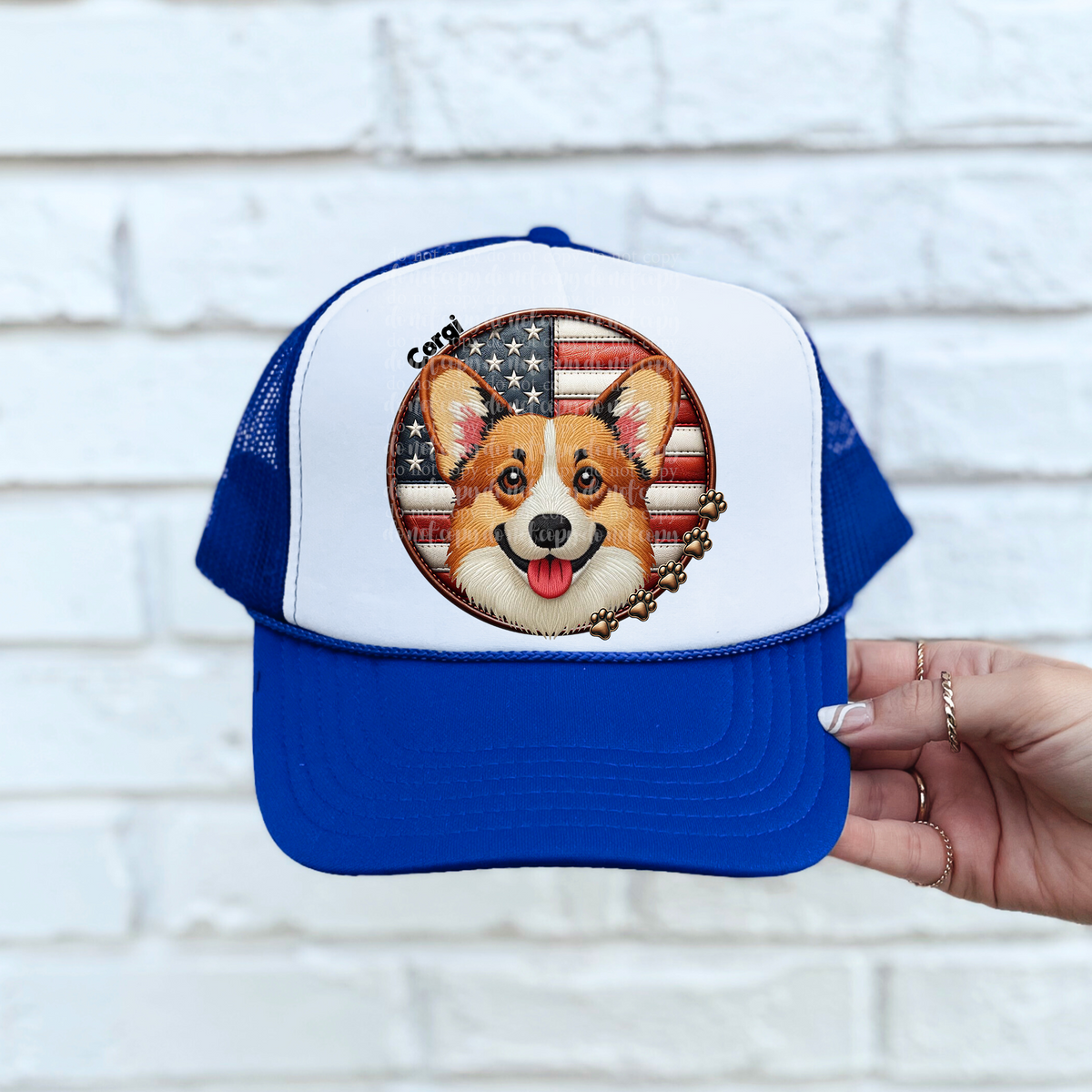 Corgi patriotic hat patch (TDD) 39300 DTF transfer