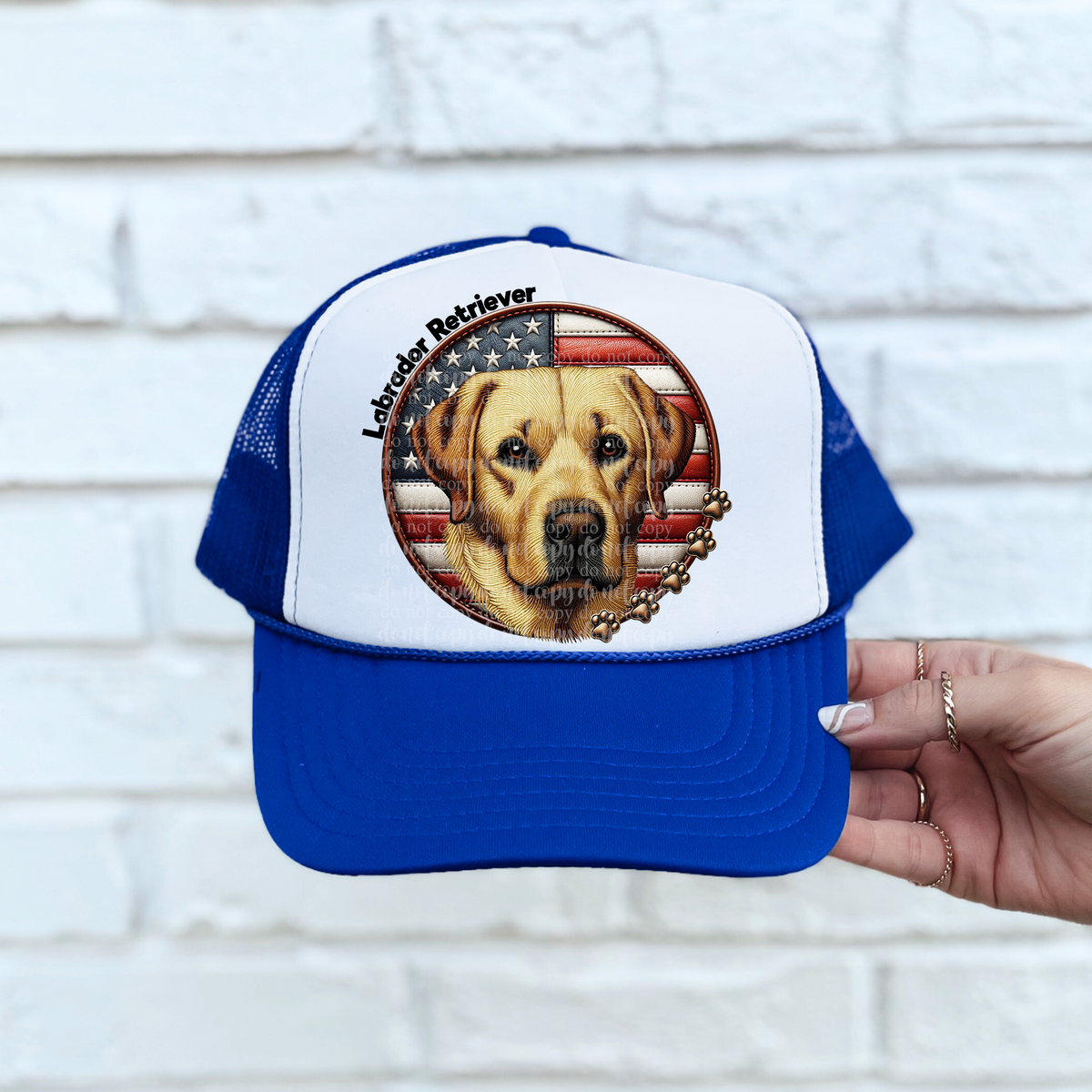Labrador retriever patriotic hat patch (TDD) 39299 DTF transfer