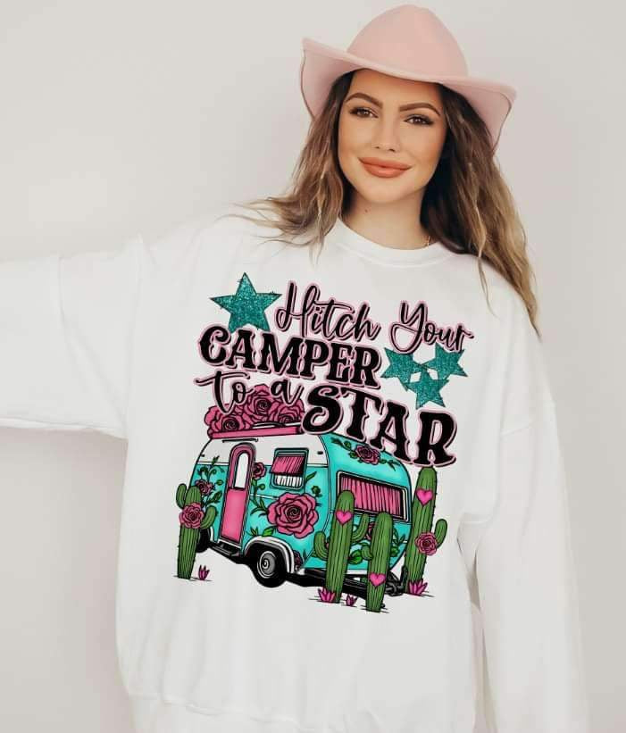 Hitch your camper to a star (camper and cactuses) 19814 DTF TRANSFER