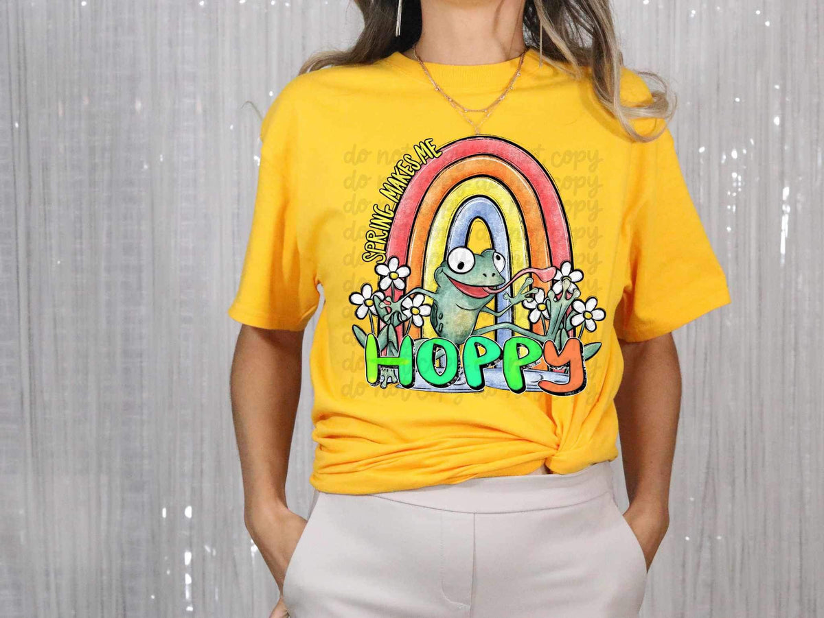 Spring makes me hoppy frog and rainbow 19807 DTF TRANSFER
