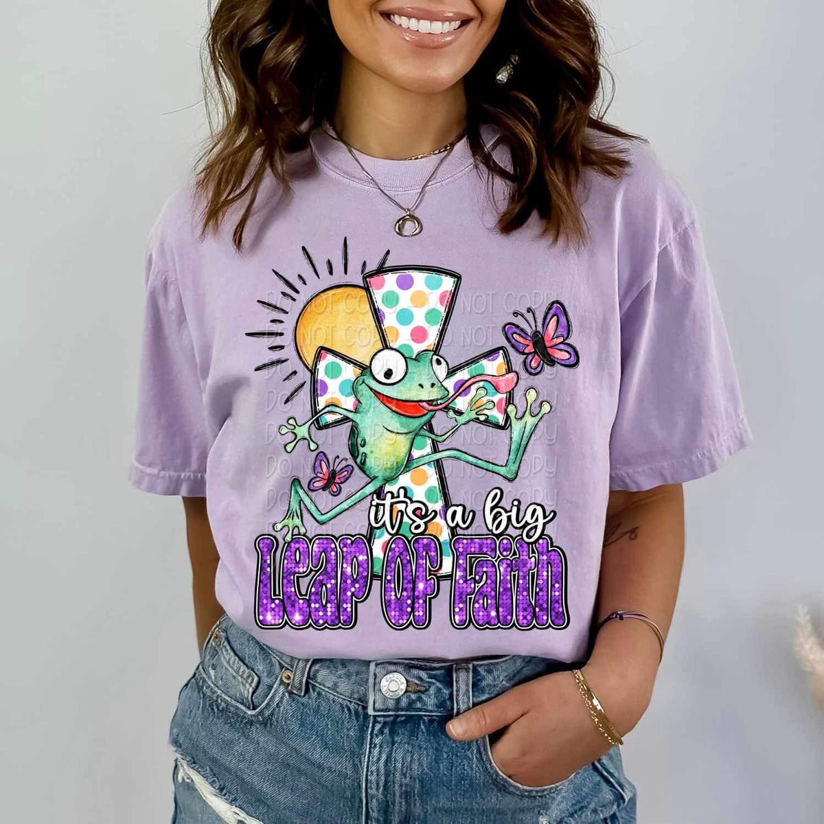 Its a big leap of faith frog and polka dot cross 19804 DTF TRANSFER